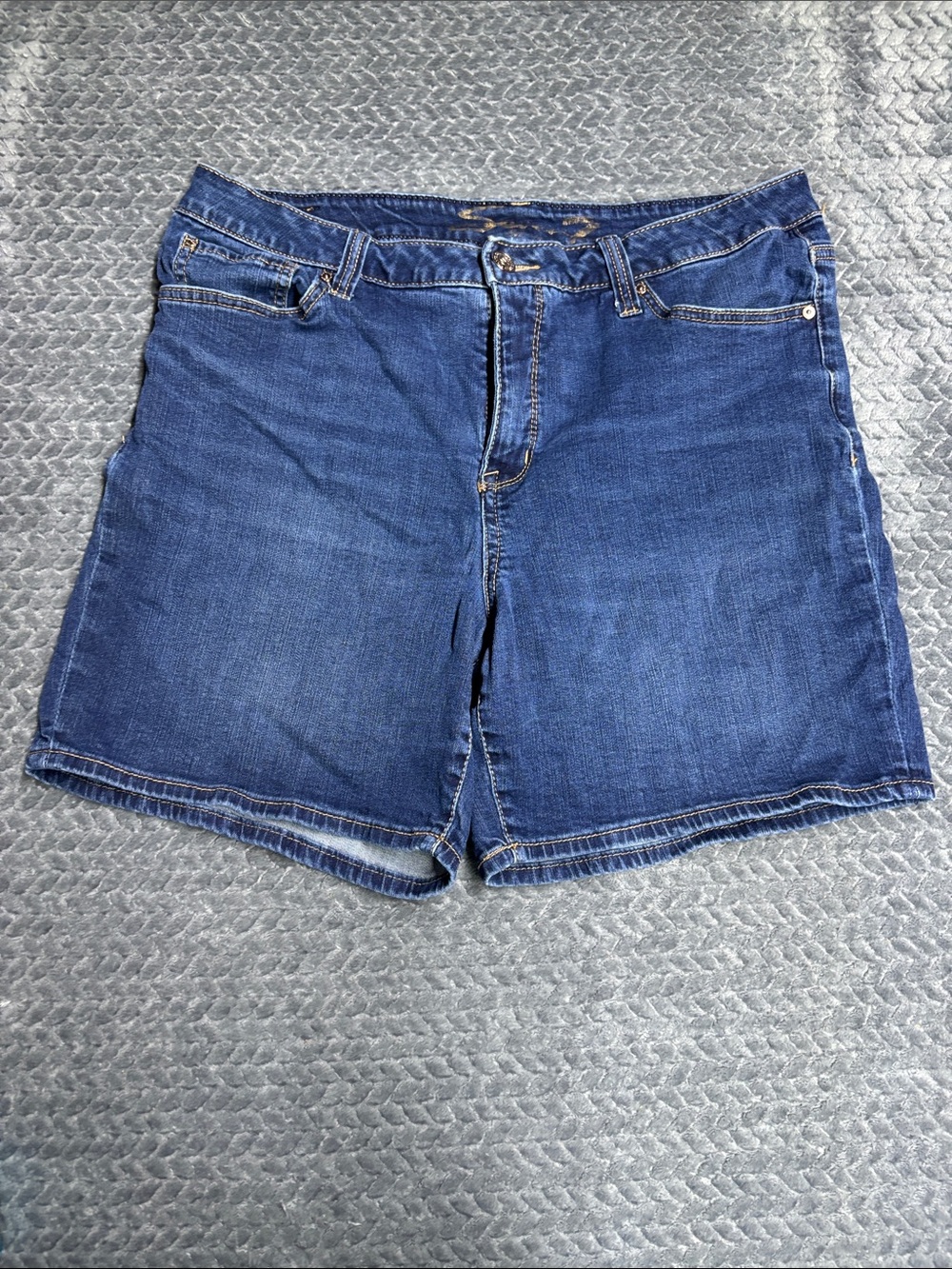 Seven7 Dark Blue Denim Shorts with Gold Accent